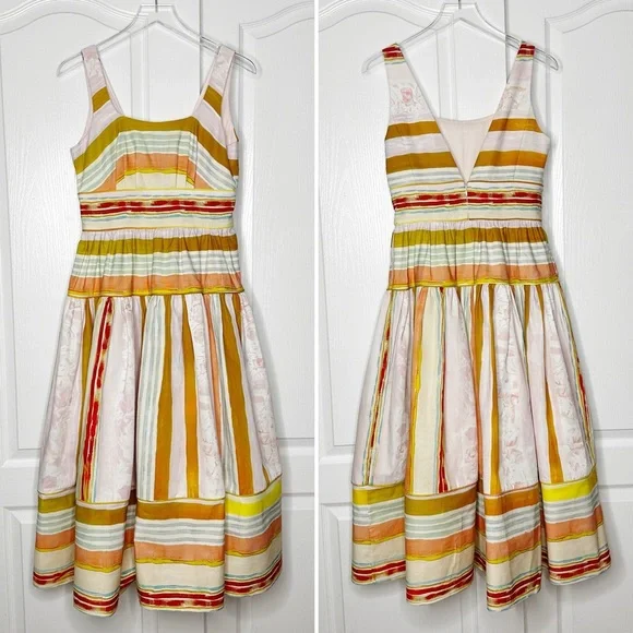 Hunter Bell Mara Abstract Stripe Midi Dress NWT Size 4 - Picture 5 of 14